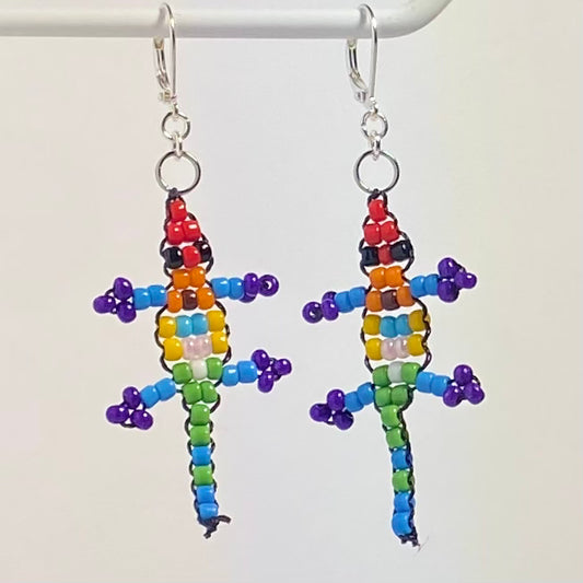 Pride Bead Lizard Earrings