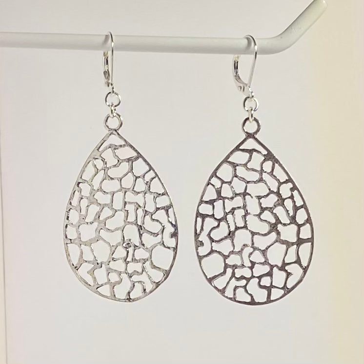 Silver Leaf Skeleton Earrings
