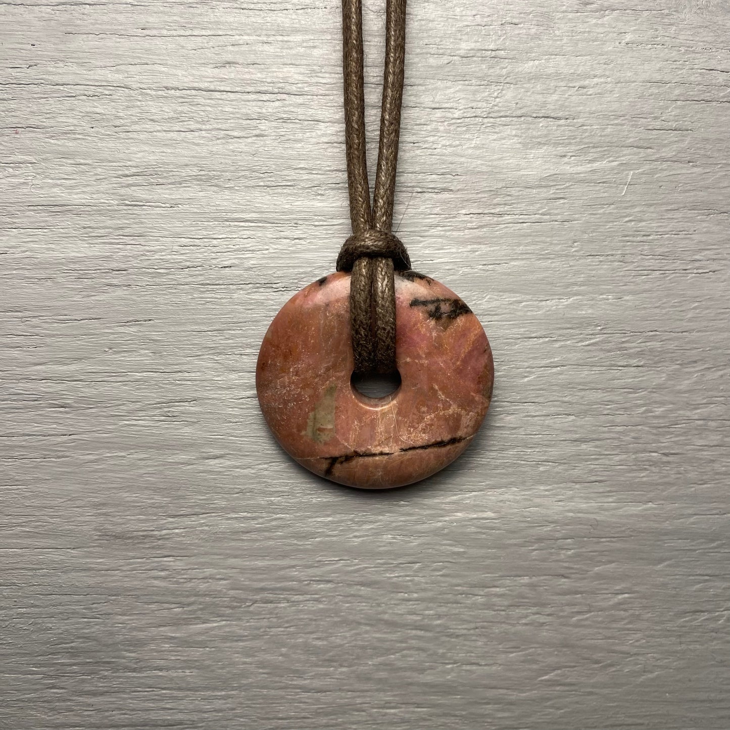 Rhodonite Stone Donut Necklace