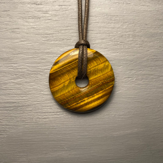 Tiger's Eye Stone Donut Necklace