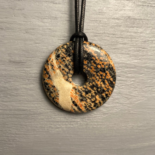 Snowflake Jasper Stone Donut Necklace