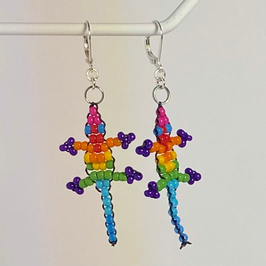 Pride Bead Lizard Earrings