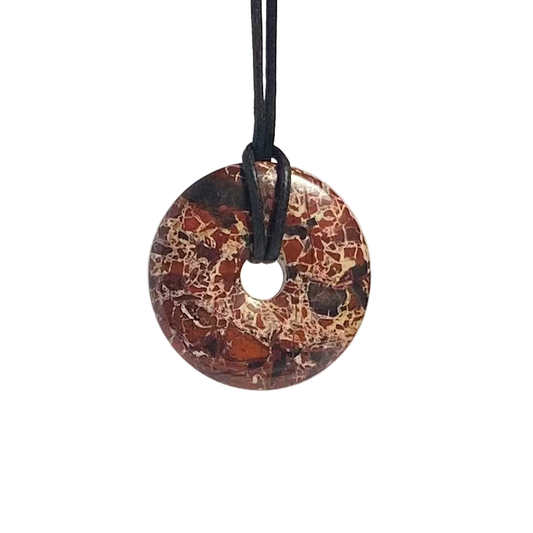 Brecciated Jasper Stone Donut Necklace