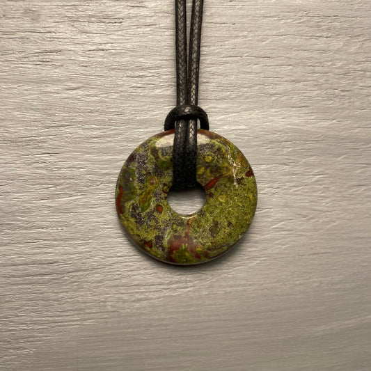 Dragon Blood Jasper Stone Donut Necklace