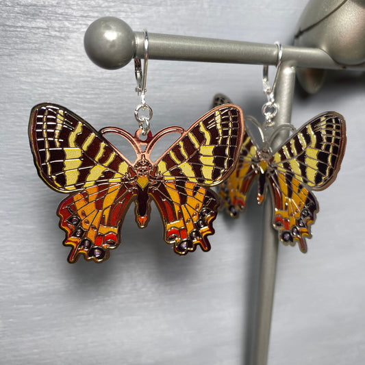 Monarch Butterfly Engraved Earrings