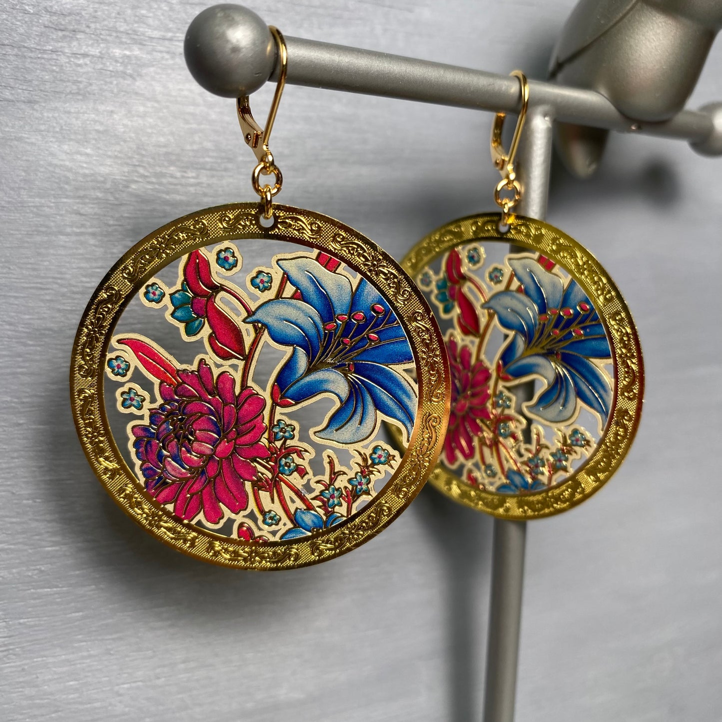 Gilded Lily Engraved Earrings