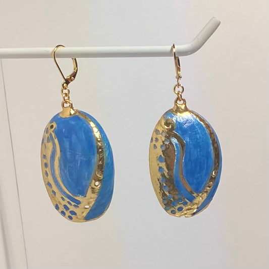 Blue Abalone Shell Earrings