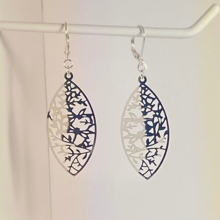 Silver Dragonfly Engraved Earrings