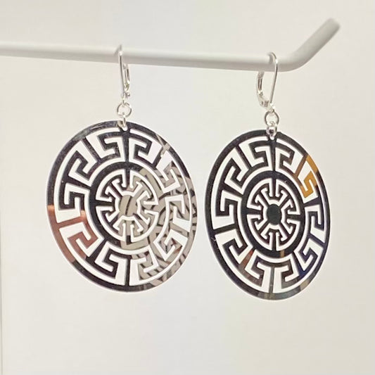 Silver Maze Engraved Earrings
