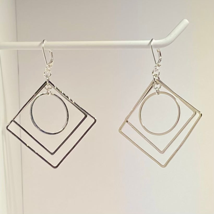 Silver Diamond Spinner Earrings