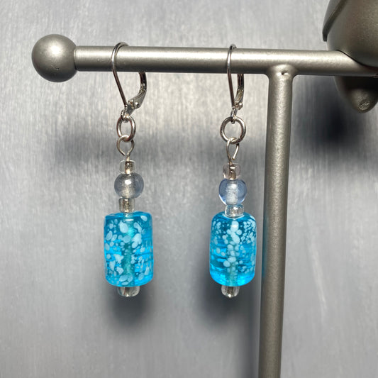 Blue Barrel Earrings